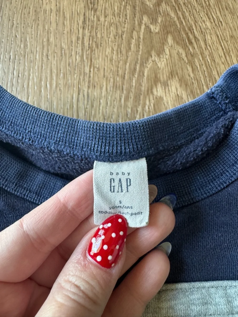 GAP Navy Crewneck Sweatshirt with Green Stripe